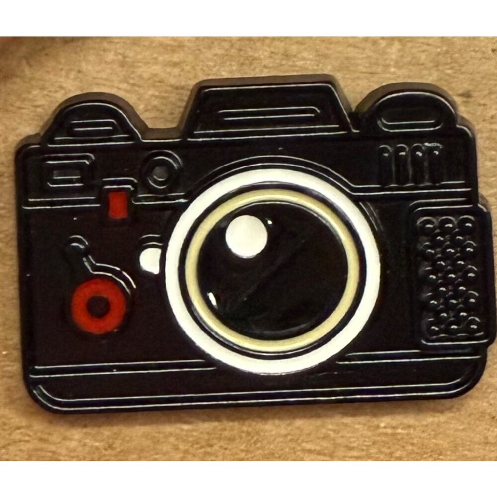 Cartoon Camera Black Metal Enamel Pin